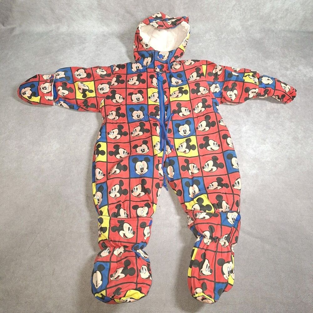 Vintage Disney babies Size 6/9 Months Baby Mickey one piece snowsuit outfit Read